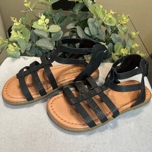 The Children's Place Black and Brown Gladiator Sandals for Toddler Girl